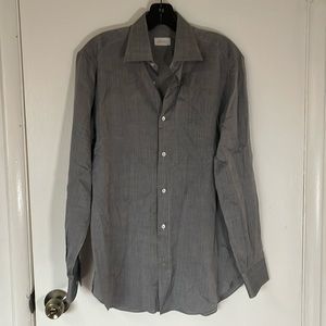 Brioni Men’s Gray Cotton Button Up Shirt 38/15 made in Italy